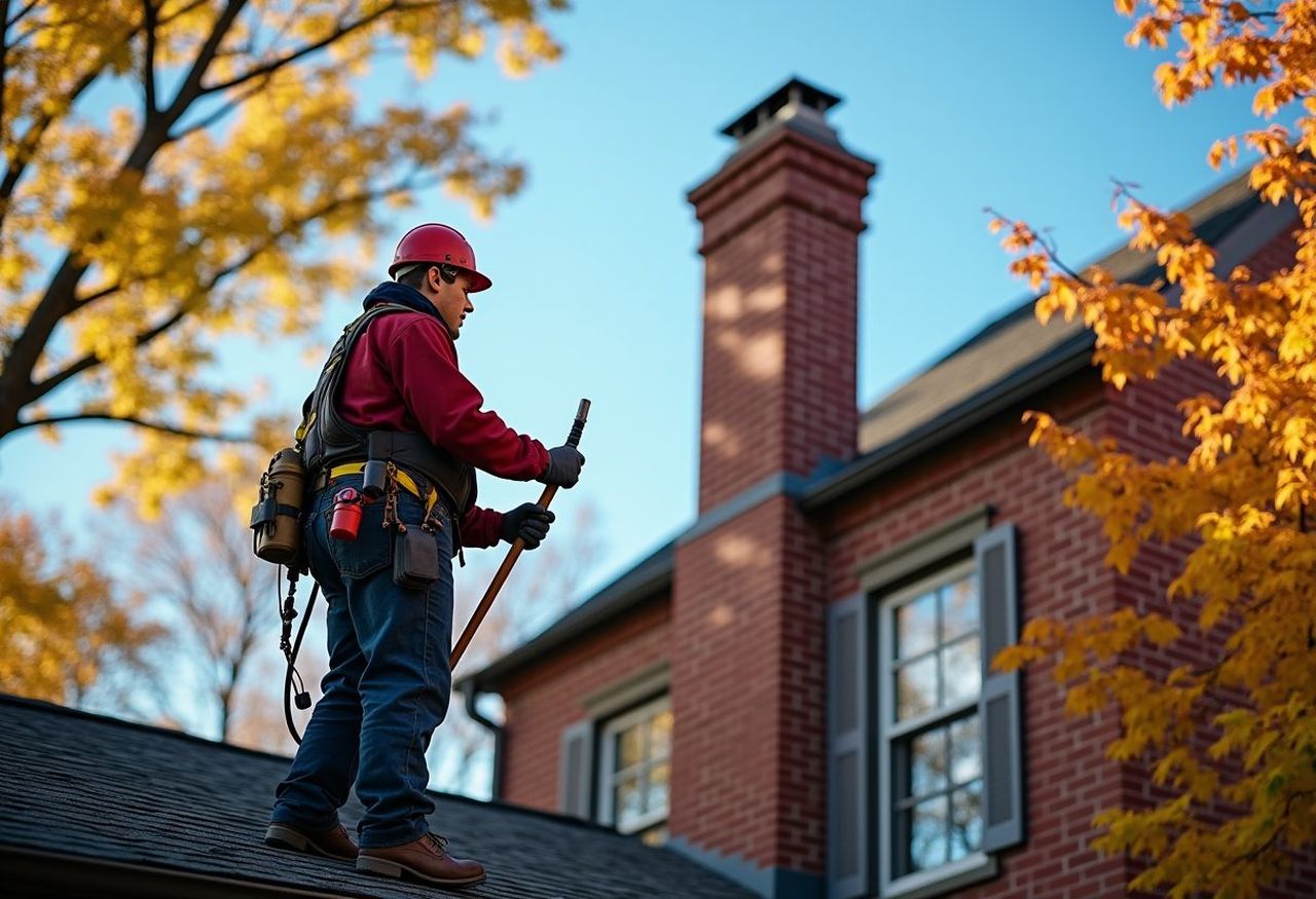 Chimney sweep at work in Sterling